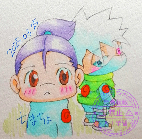 振りかえるカカシさんと振り返るイルカさん